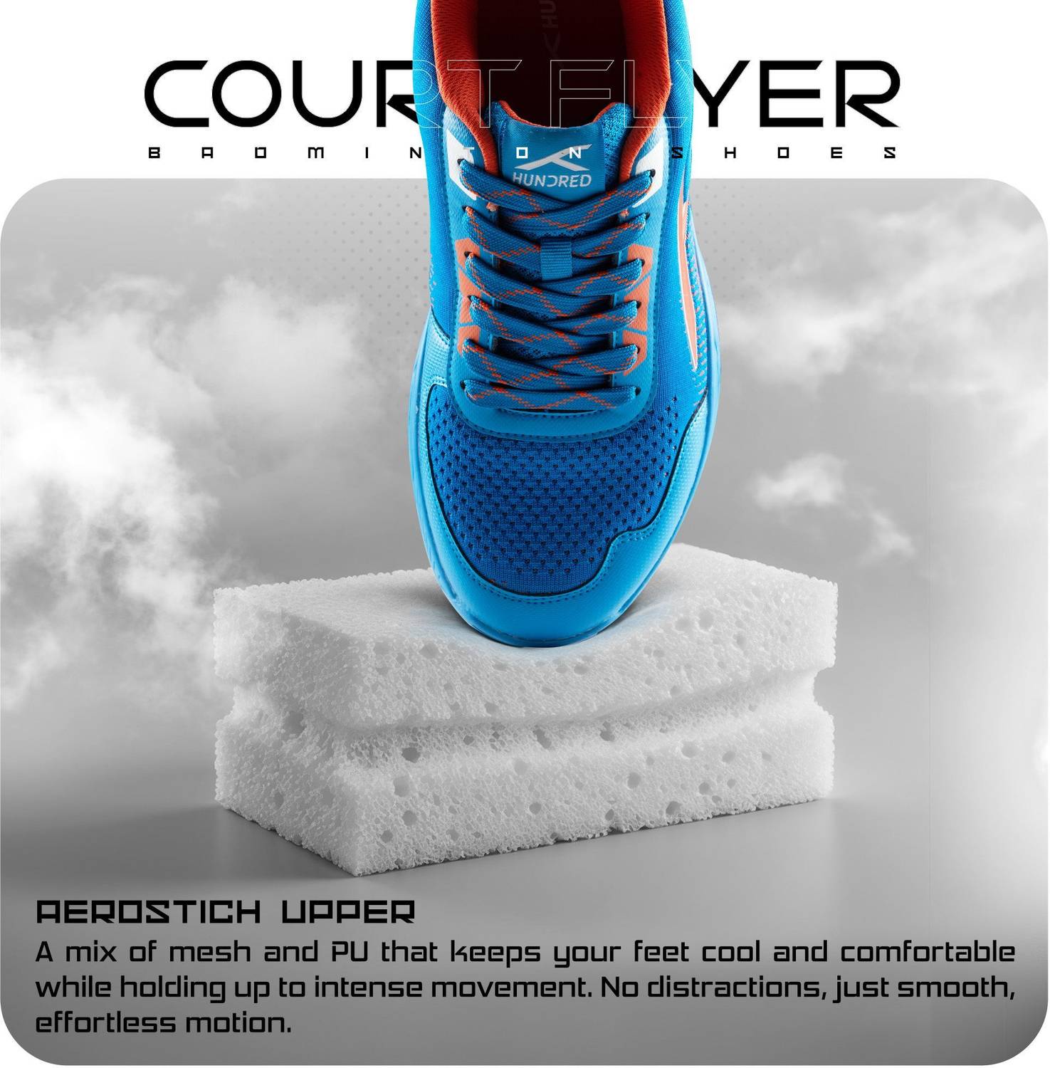 Hundred Court Flyer Non-Marking Badminton Shoes (Blue) - Image 4