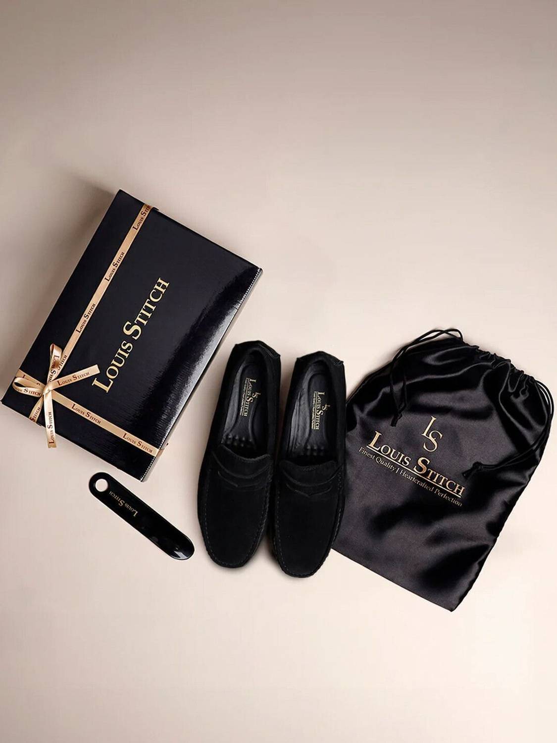 Louis Stitch Black Suede Leather Loafers UK 9 - Image 5