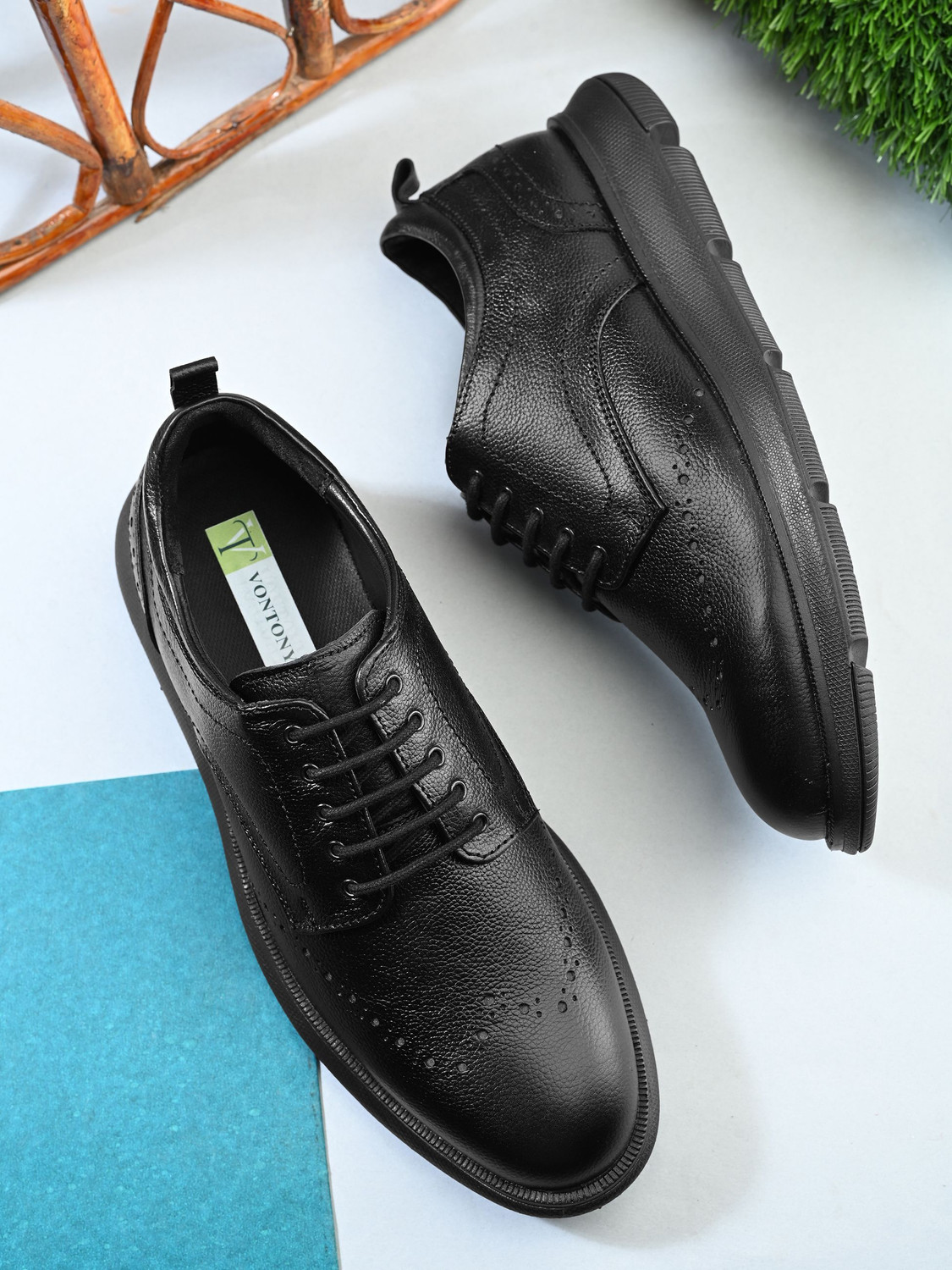 Image of VONTONY VT 605 Black Brogues For Men
