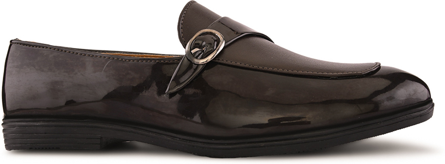 Image of Bala Taal Black Synthetic Monk Strap Formal Loafers For Men