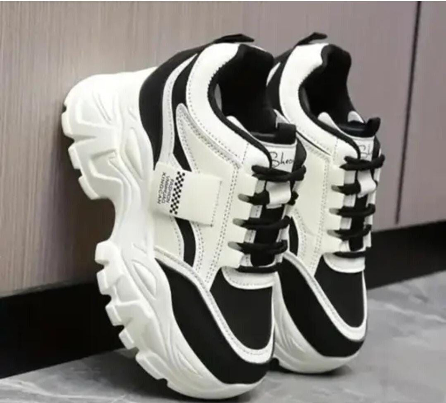 Image of HELTRIX Black Stylish Casual Sneakers For Women