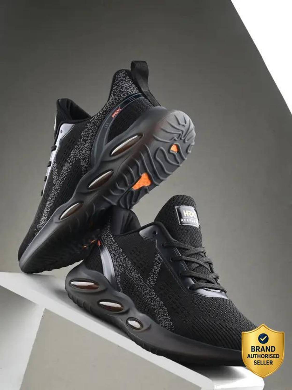 HRX by Hrithik Roshan Men's Black Walking Shoes - Image 1