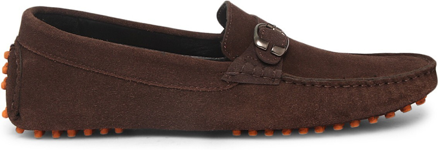 Image of LOUIS STITCH Brown Penny Loafers For Men Italian Suede Leather Casuals Style Sole Side Buckle Shoes Loafers For Men