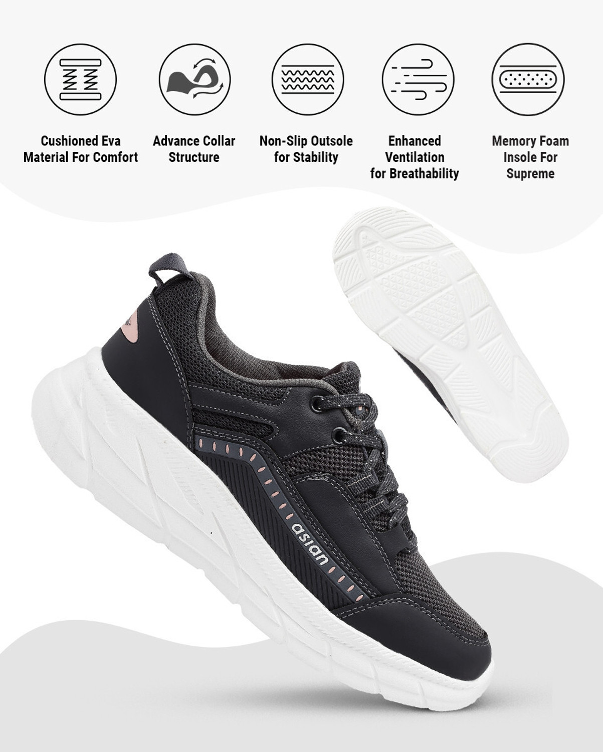 Image of asian Casual Sneaker Shoes For Women | Stylish and Comfortable | Lace-Up Style Running Shoes For Women