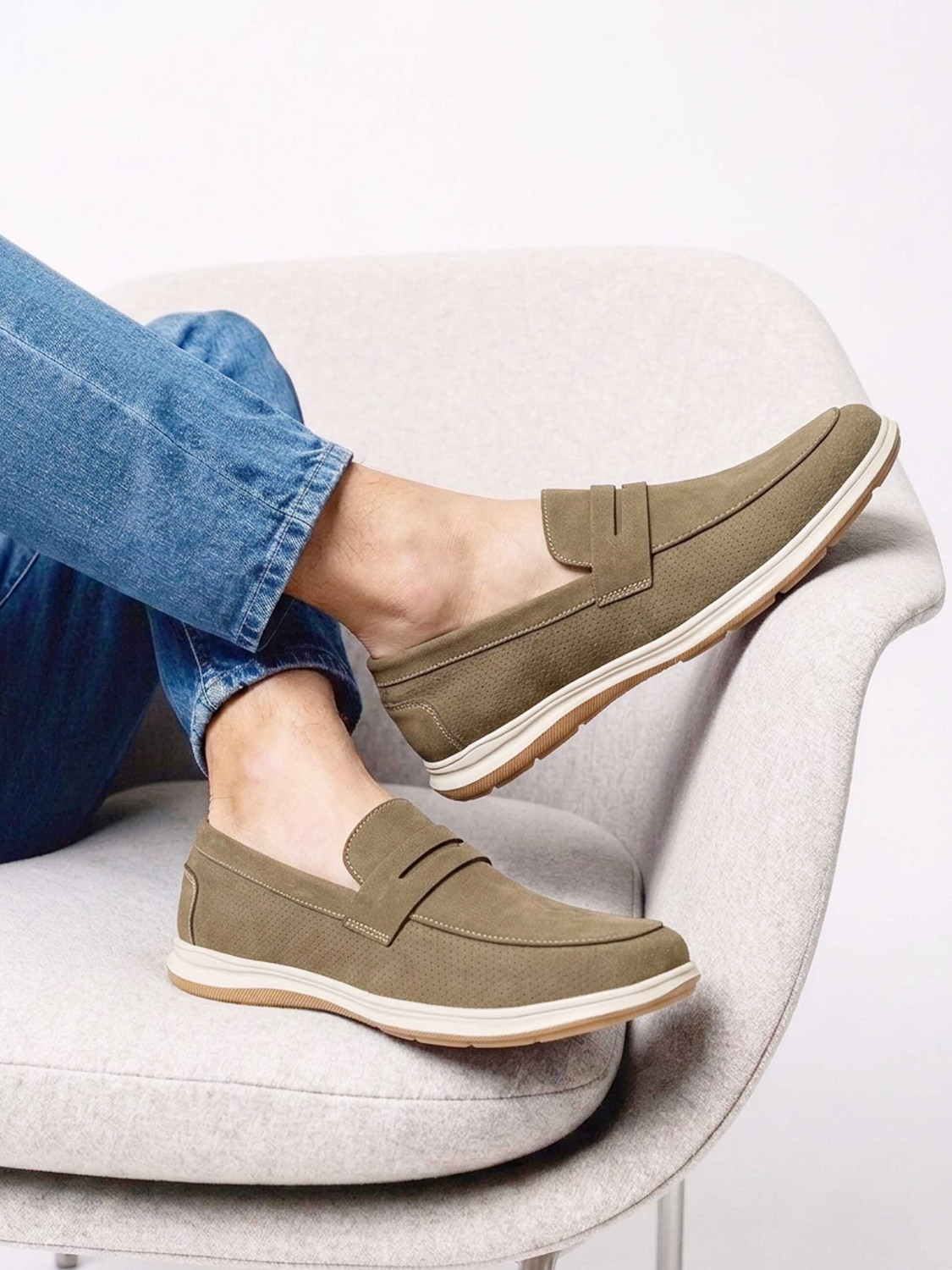 Image of Roadster Khaki Flexible Penny casual Shoe For Men