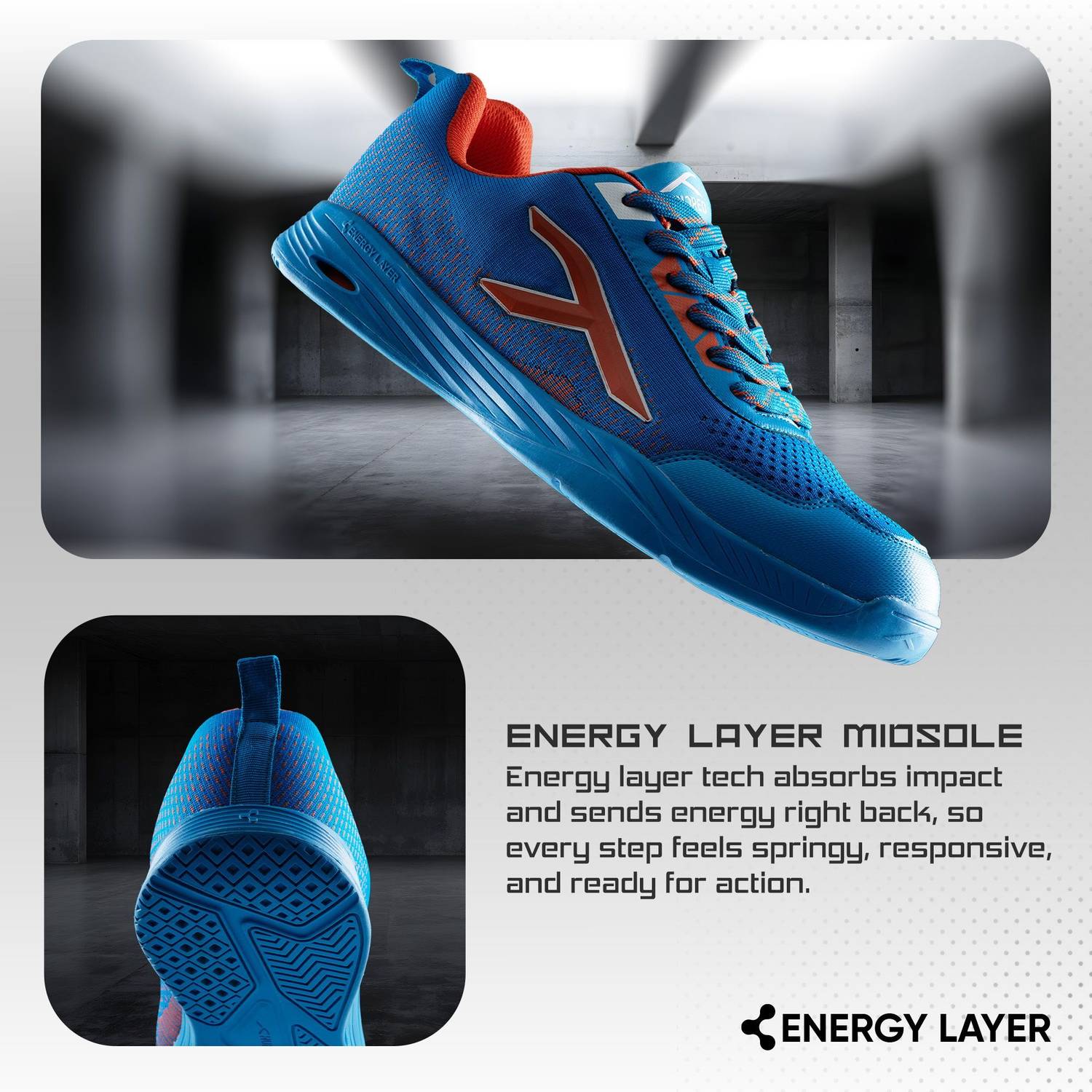 Hundred Court Flyer Non-Marking Badminton Shoes (Blue) - Image 5