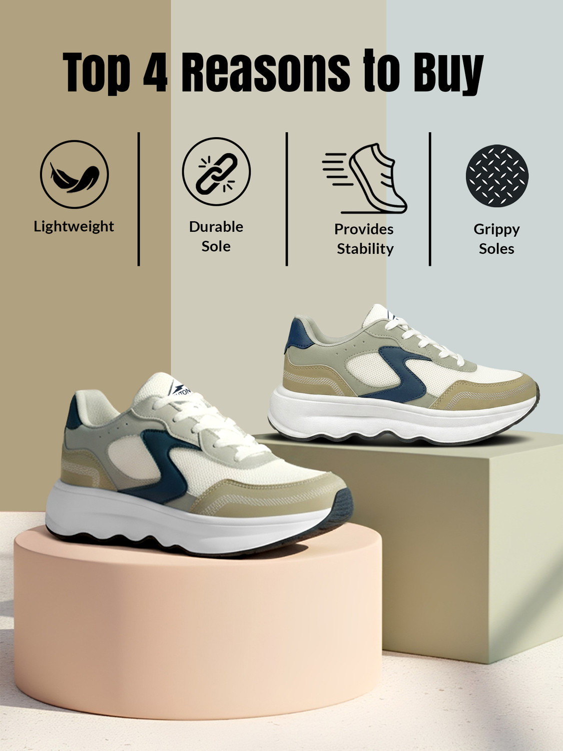 Image of BRUTON MOTION-609 Men's Casual Sneakers | Lightweight Lace-Up Shoes Sneakers For Men (Multicolor, 7)