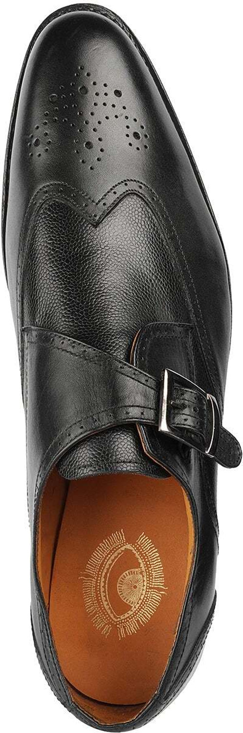 Image of Genr Big Size Regular Width Black Leather Slip-On Shoes For Men (UK14 /US15) Slip On For Men (Black, 14)