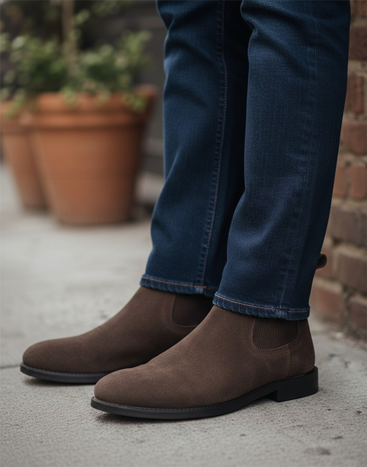 Image of ALBERTO TORRESI Luxurious Brown Suede Leather Chelsea Boots for Men Boots For Men