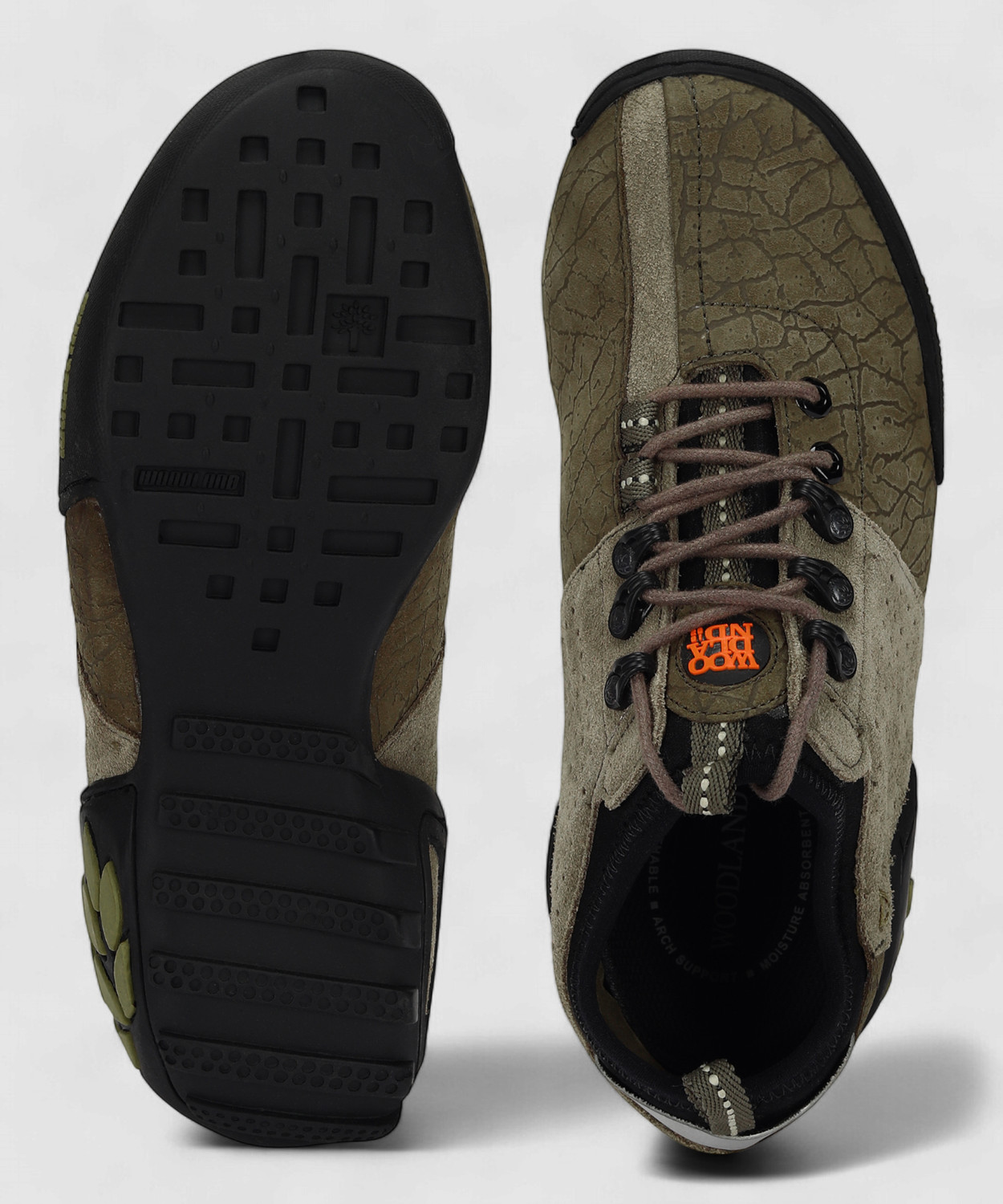 Image of WOODLAND Lace Up Lightweight Breathable Comfortable Daily Use Casuals For Men (Khaki, 7)