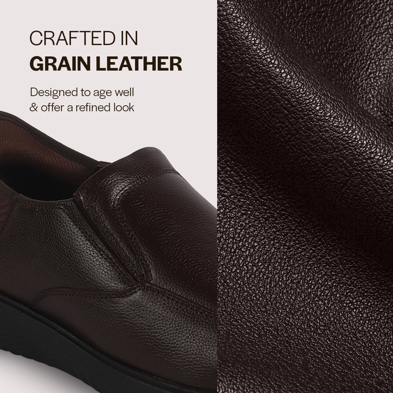 Image of FAUSTO Genuine Leather Round Toe Formal Hands-Free Slip-IN Shoe Flatform EVA Sole Slip On For Men