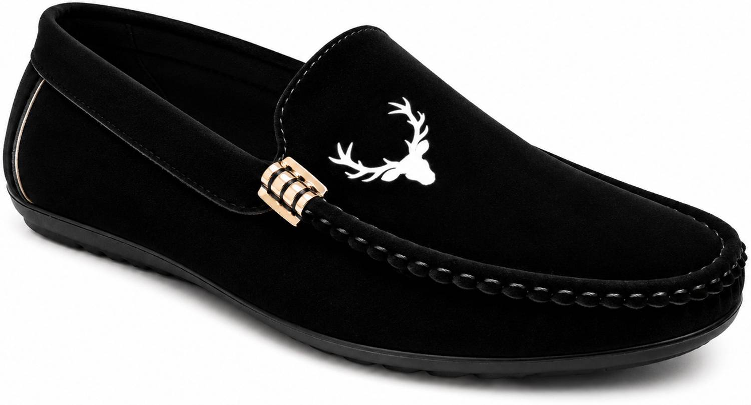 JAVORA Men Black Velvet Loafers