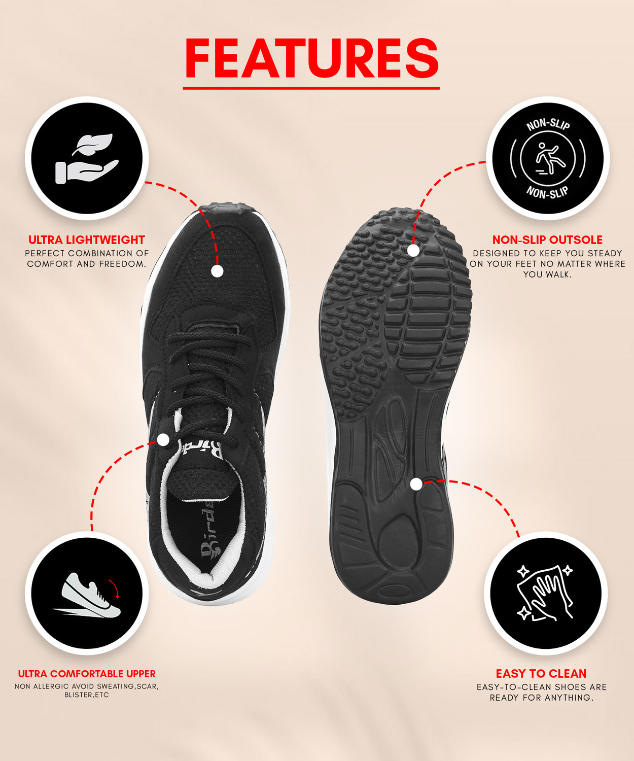 Image of Birde Premium Lightweight Comfortable Regular Wear Walking Shoes For Men