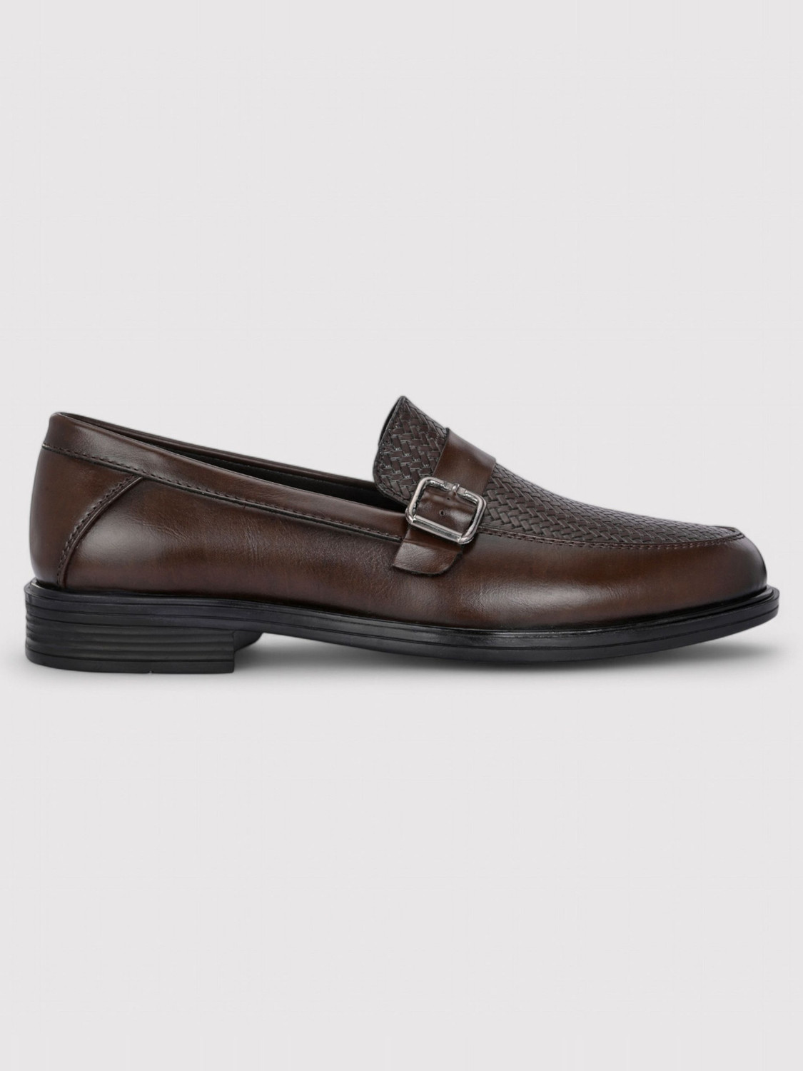 Image of House of Pataudi House Of Pataudi Men Brown Faux Leather Formal Slip On Loafers Slip On For Men