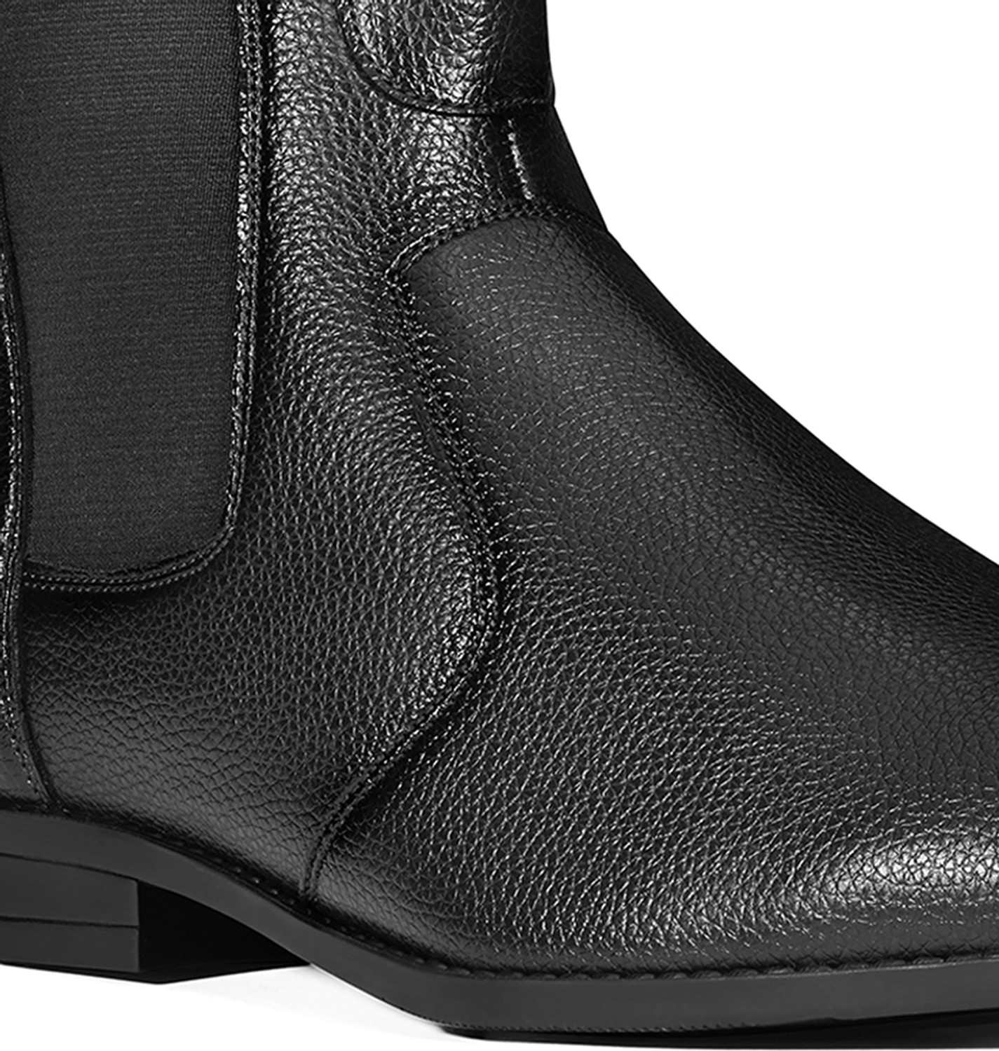 Image of LOUIS STITCH Black Mid-Top Ankle Slip-On Chelsea Boots for men, LSNRGPDCL Boots For Men