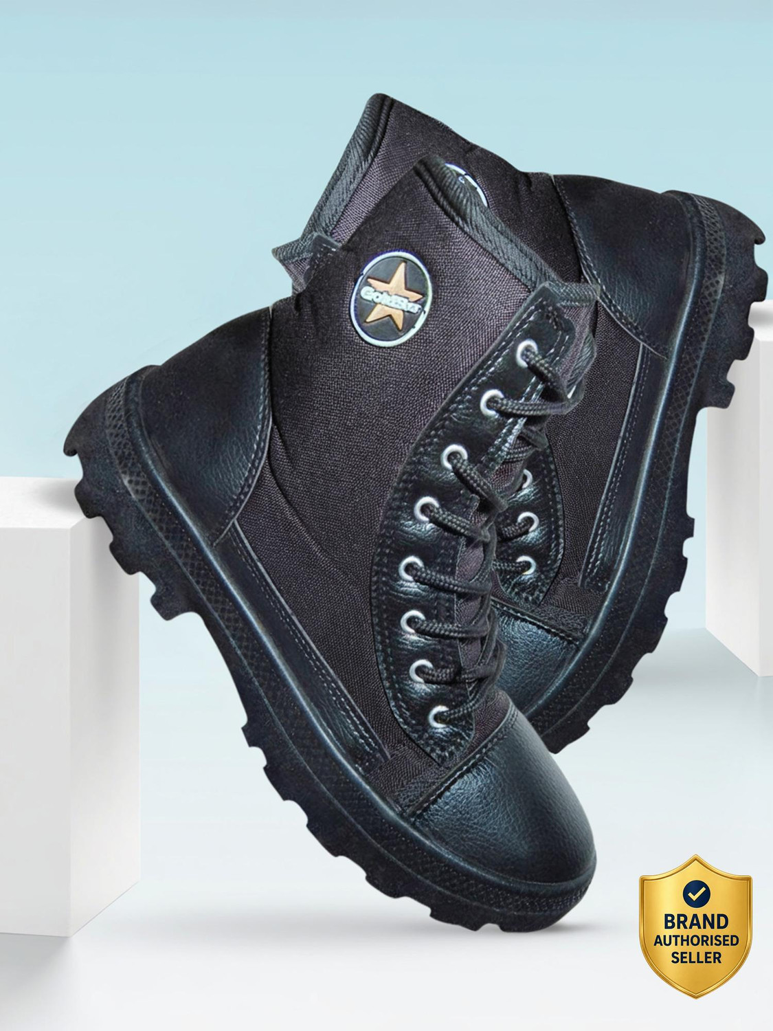Image of GOLDSTAR PVC'JB Boots For Men (Black, Grey, 6)
