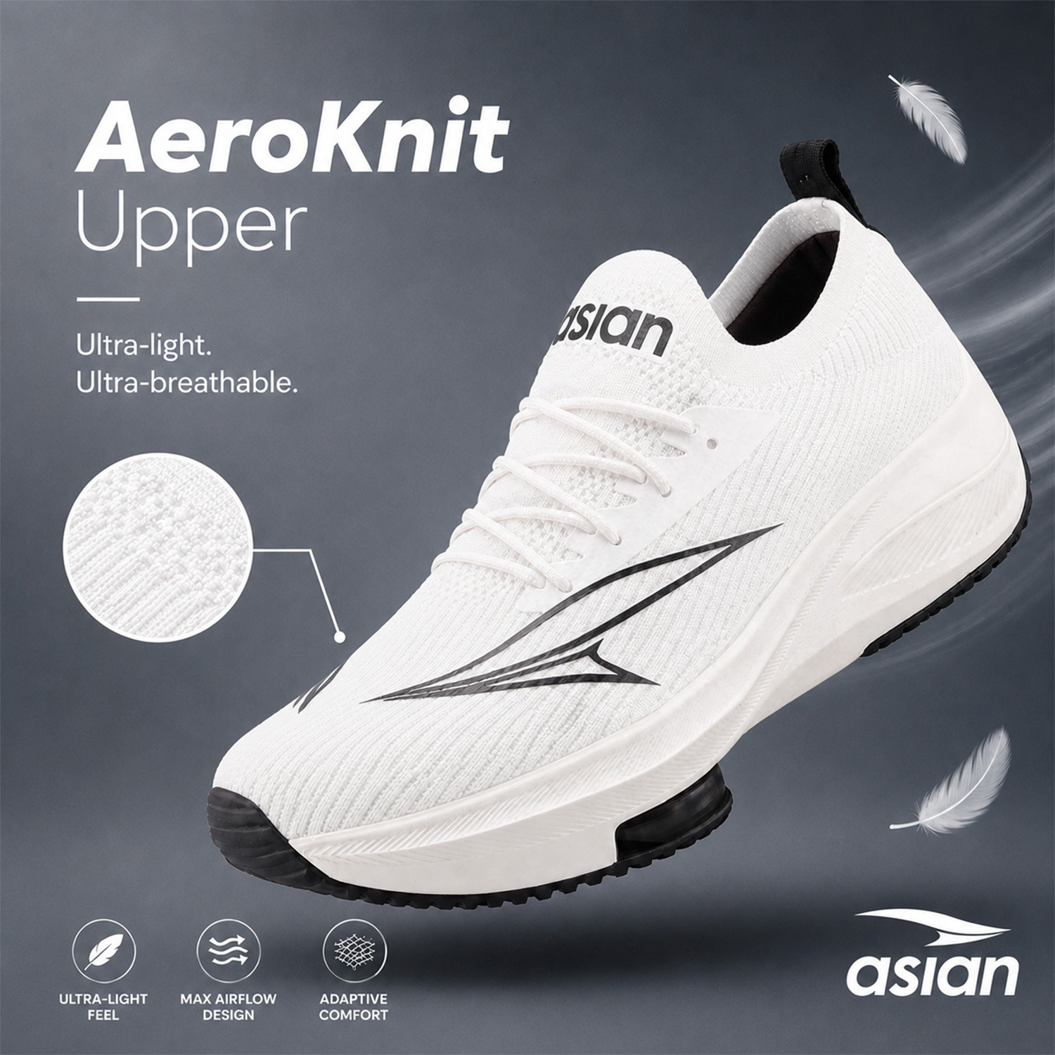 Image of asian Quantum-74 Men's Running Shoes with Knit Upper | Memory Foam Cushion Sole Running Shoes For Men