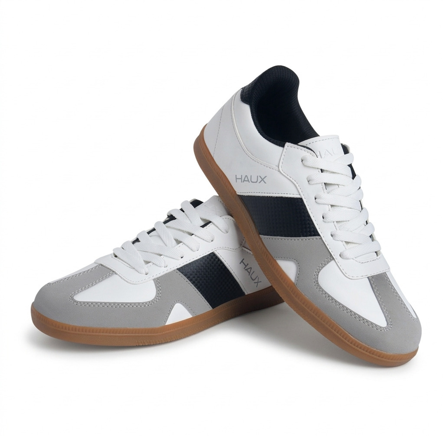 Image of Haux Enzo Men's Casual Sneakers | Gum Sole | Lightweight Comfort Sneakers For Men (White, 8)
