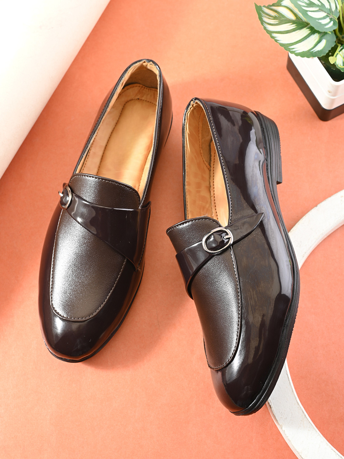 Image of Bala Taal Black Synthetic Monk Strap Formal Loafers For Men
