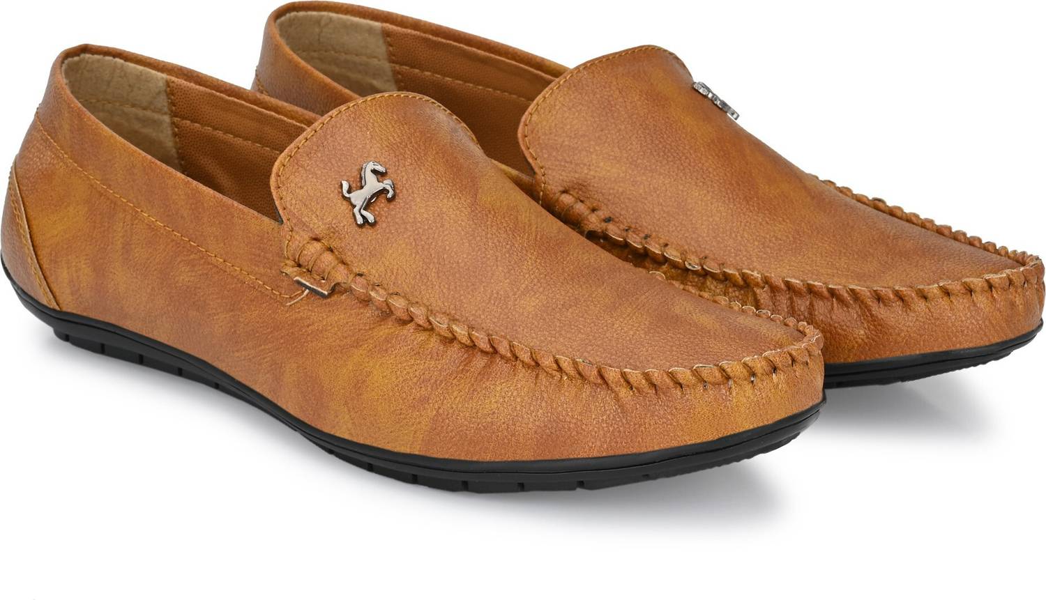 Evolite Men's Black Synthetic Leather Loafers - Image 1