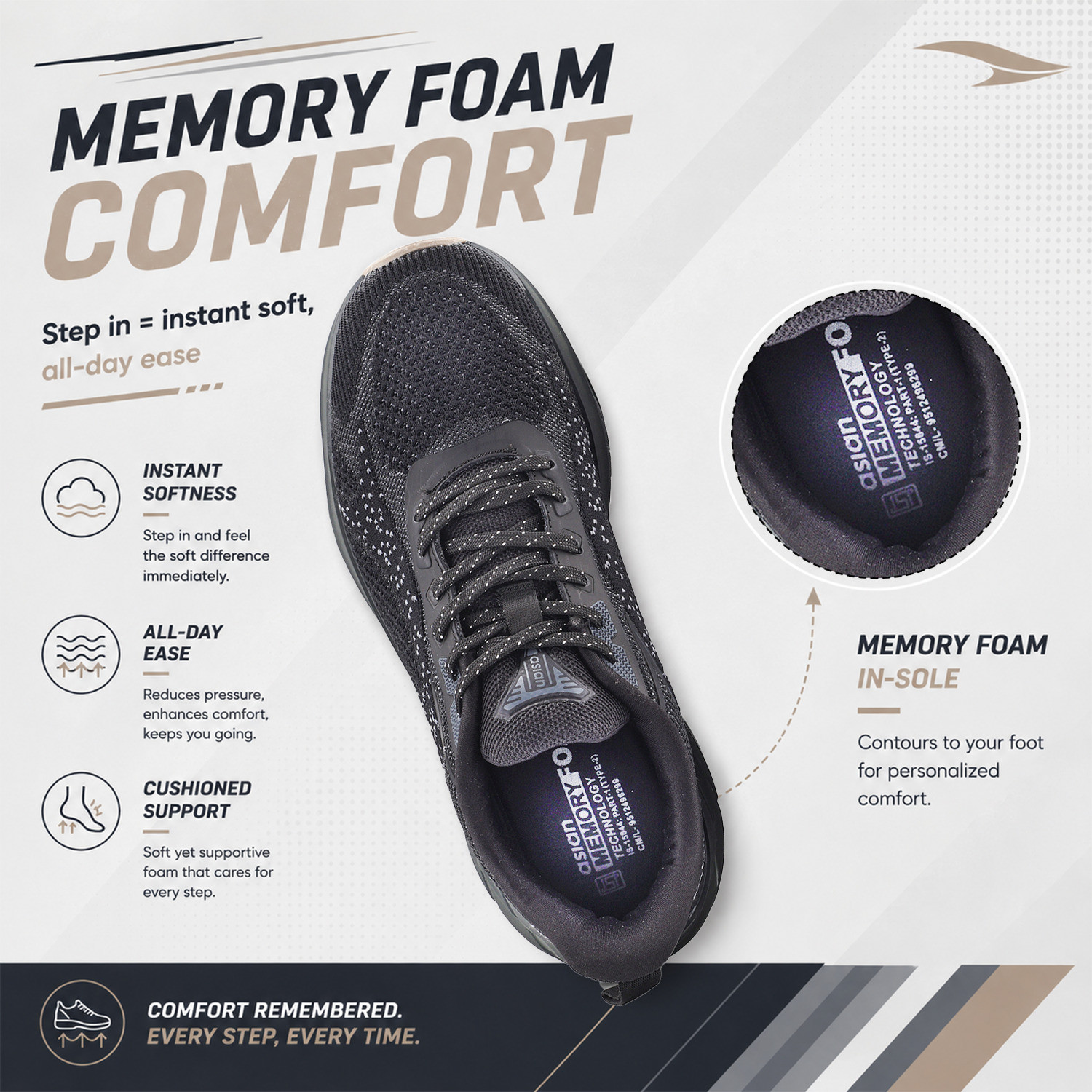 Image of asian Powerplay-35 Men's Running Shoes | Arch Support, Comfortable Gym Training Shoes Outdoors For Men