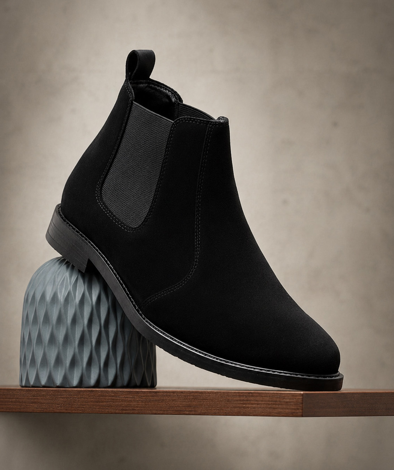 Image of EVICTA Trendy Suede Leather Chelsea Boots for Men | Comfortable Flat Heel Ankle Shoes Boots For Men