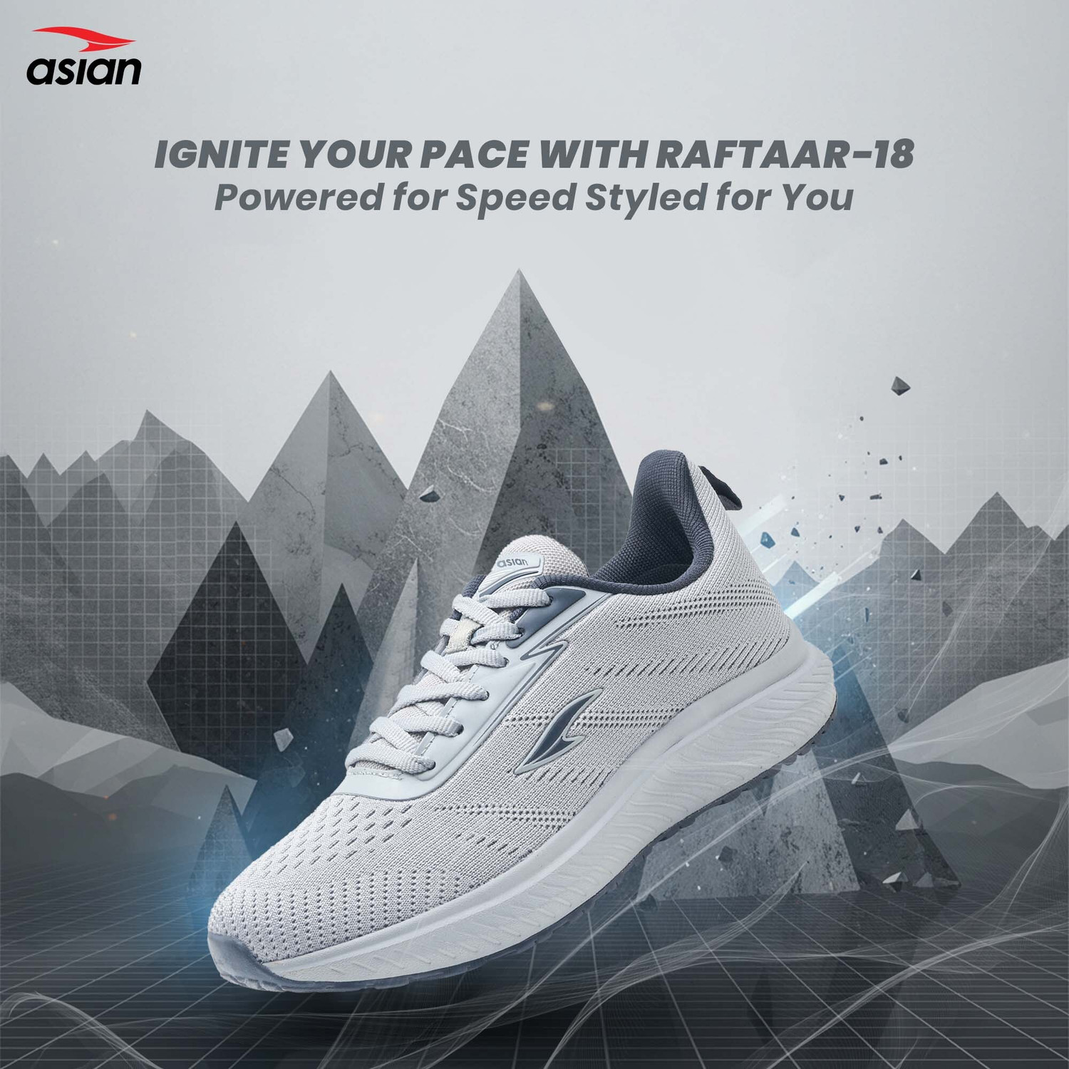 Image of asian Raftaar-18 Running Shoes for Men & Boys, Stylish, Lightweight Men's Sneaker Running Shoes For Men (Grey, 11)