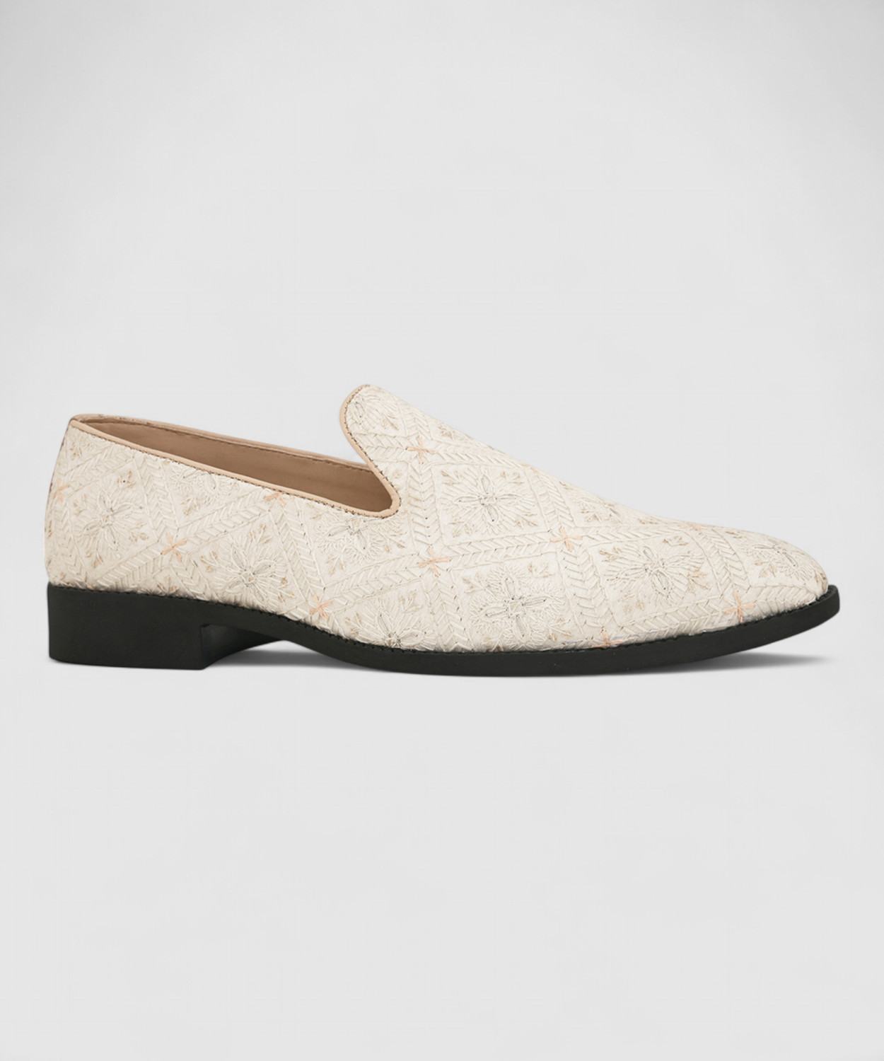 Image of House Of Pataudi Men Cream Faux Leather Casual Slip On Mojaris Mojaris For Men (Off White, 7)