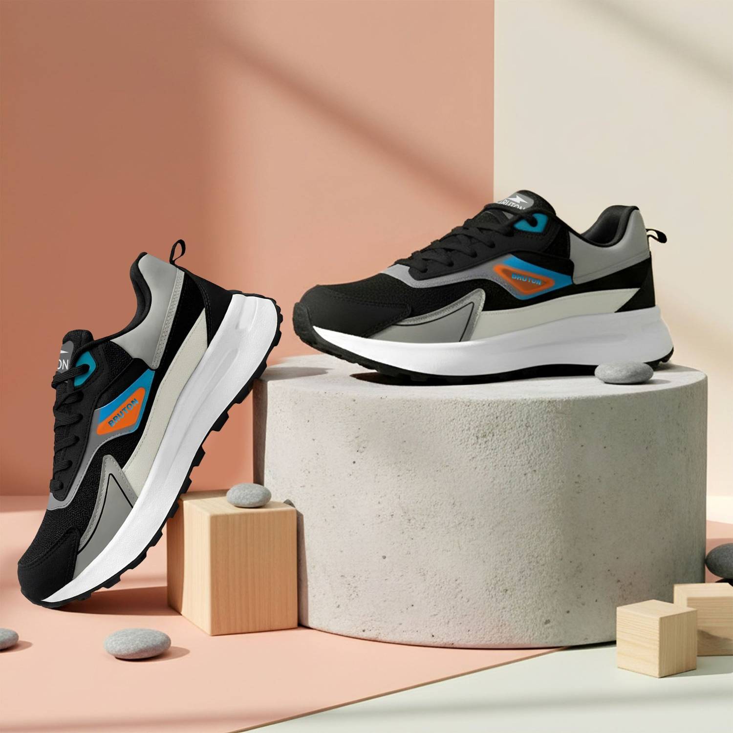 BRUTON Running Shoes For Men Black - Image 2