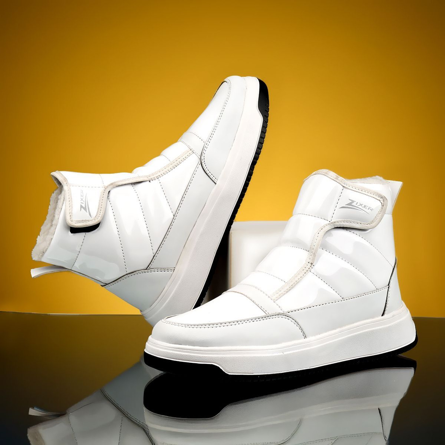 Image of Zixer Men's Boot Pastel Pops High Top Ankle Casual Shoes For Men Sneakers For Men Boots For Men (White, 9)