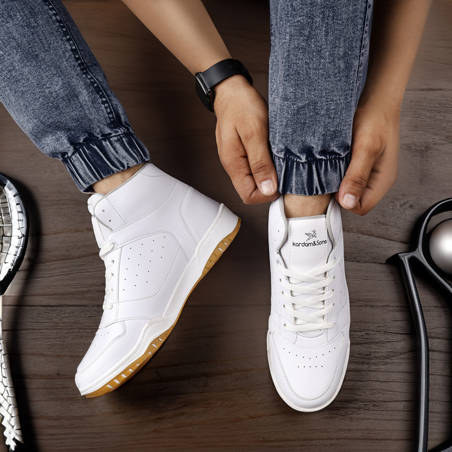 Image of kardam&sons kardam&sons luxury fashionable Stylish Light Weight Sneakers white Boots For Men