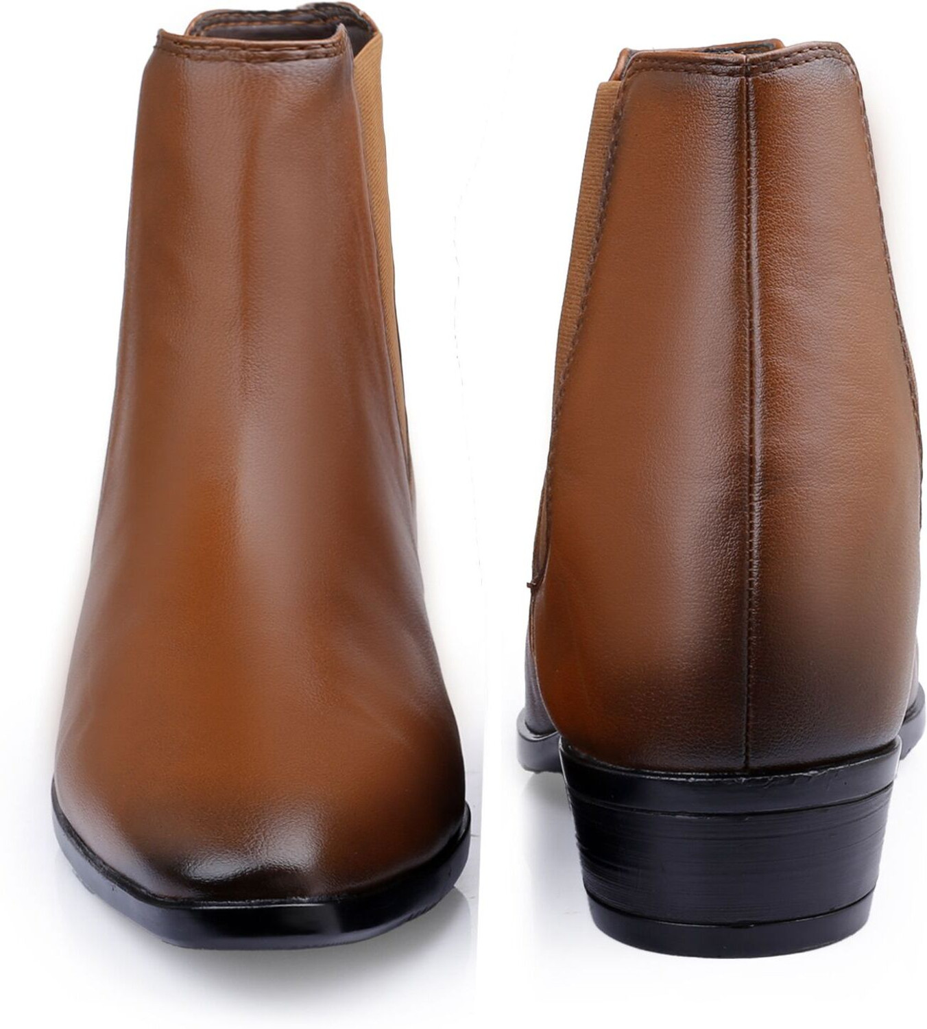 Image of BXXY Men's 3.54 Inch Hidden Height Increasing Tan Casual Formal Chelsea Slip On Boot Slip On For Men