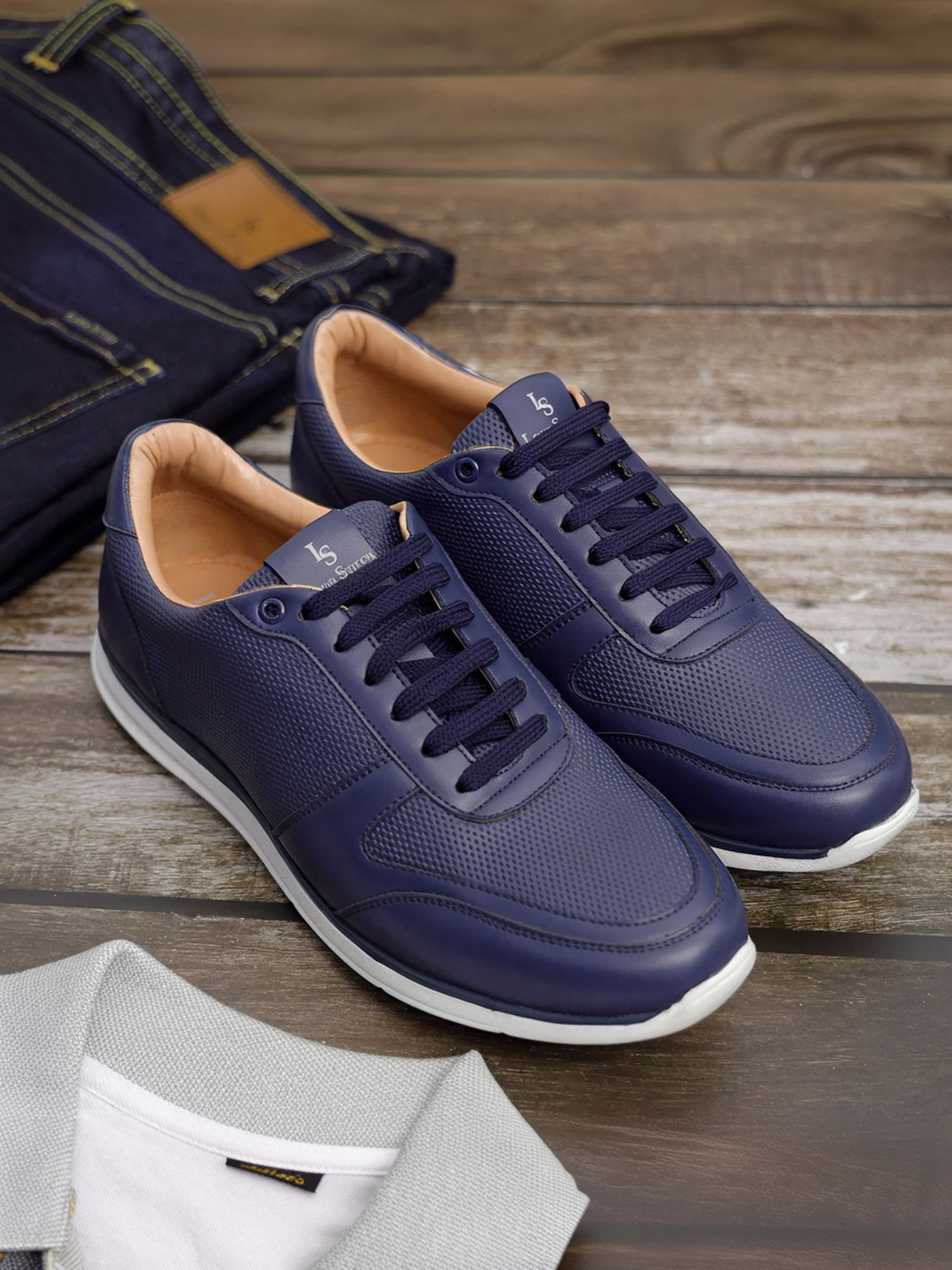 Image of LOUIS STITCH Play Blue All Day Comfortable Wear Fashion Sneakers for Men (SNK-DE) UK 10 Sneakers For Men