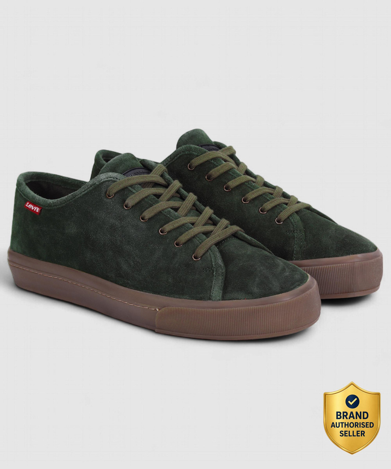 Image of LEVI'S Levi's Mens Olive solid Sneakers Sneakers For Men