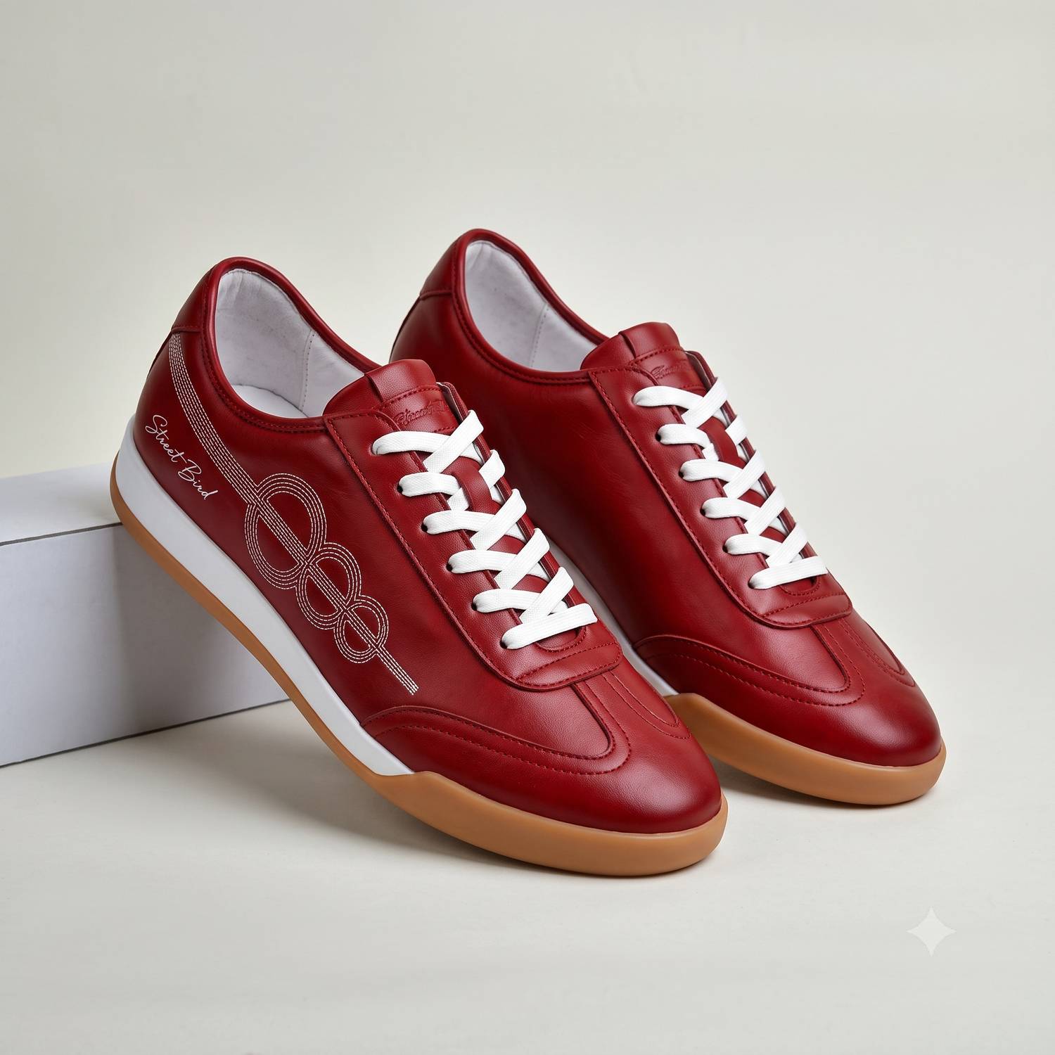 Street Bird Men's Casual Red Lace-Up Sneakers - Image 4