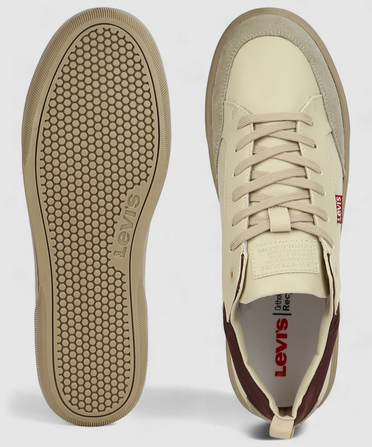 Image of LEVI'S Men's Beige Solid Sneakers Sneakers For Men