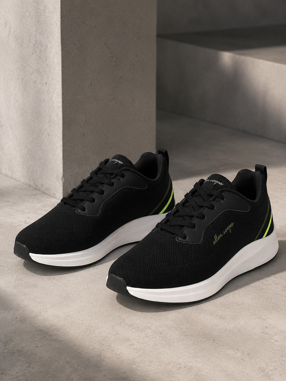 Allen Cooper ACSS-601-BLACK-OLIVE Running Shoes For Men