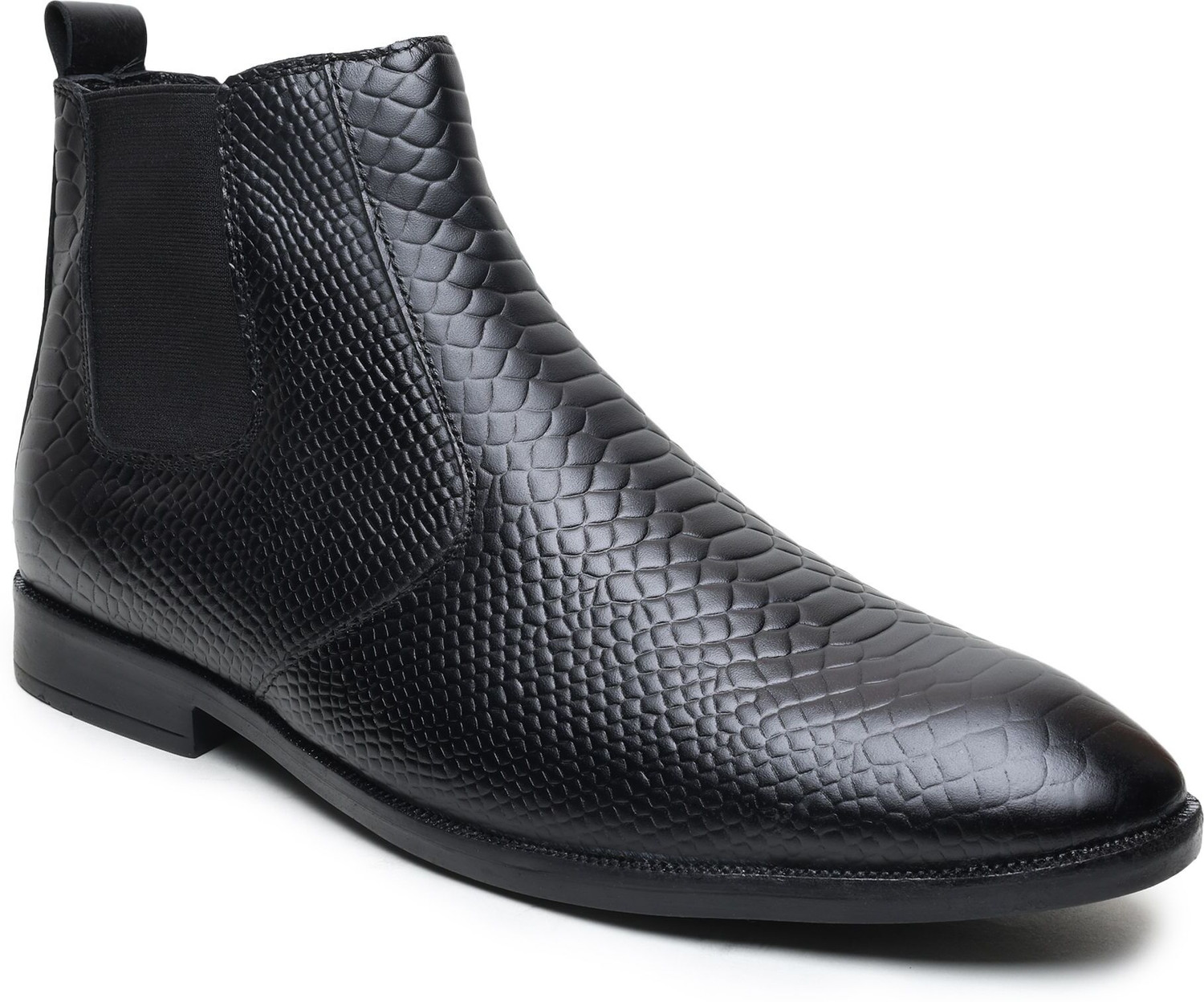Image of Hayes London Genuine Leather Chelsea Boots, Mid Top Shoe with Comfortable Block Heel, Boots For Men