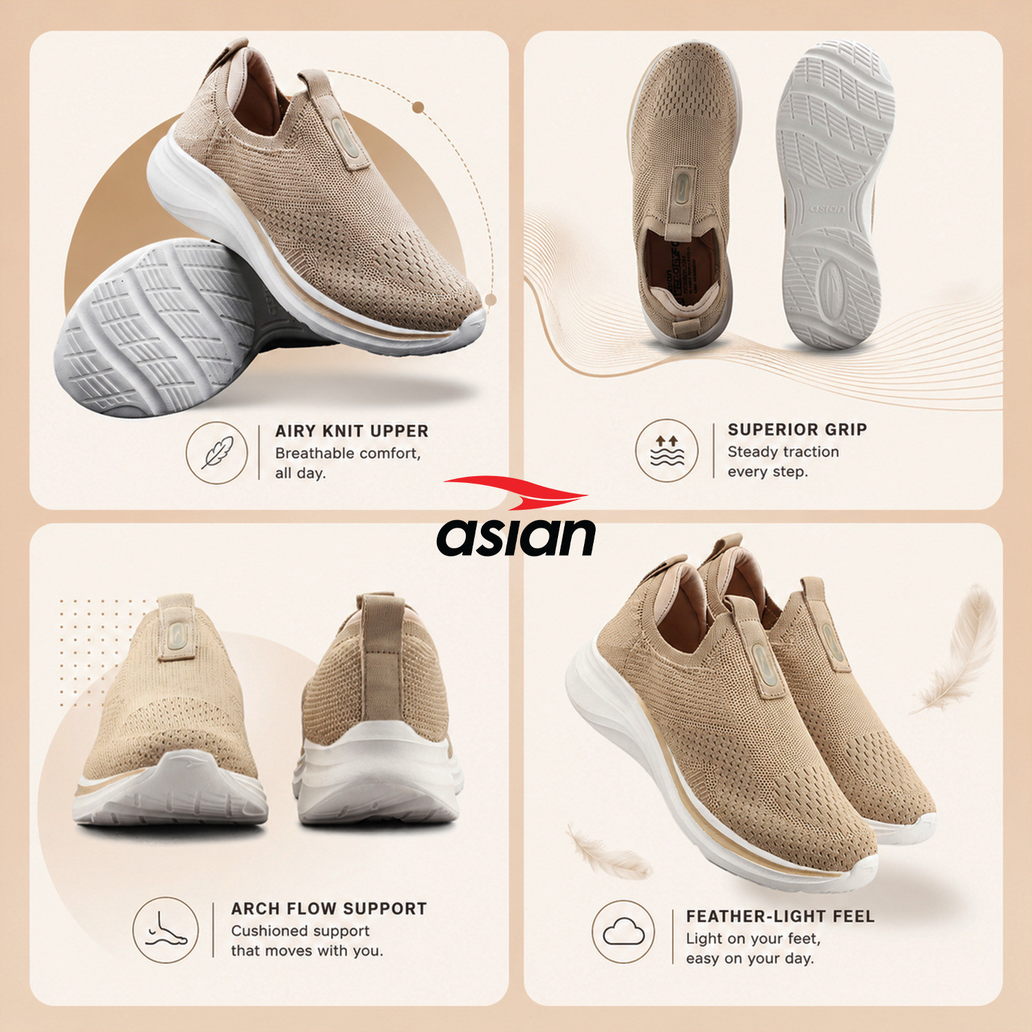 Image of asian Style Walk-51 Women's Walking Shoes with Memory Foam Comfort & Lightweight Sole Slip On Sneakers For Women