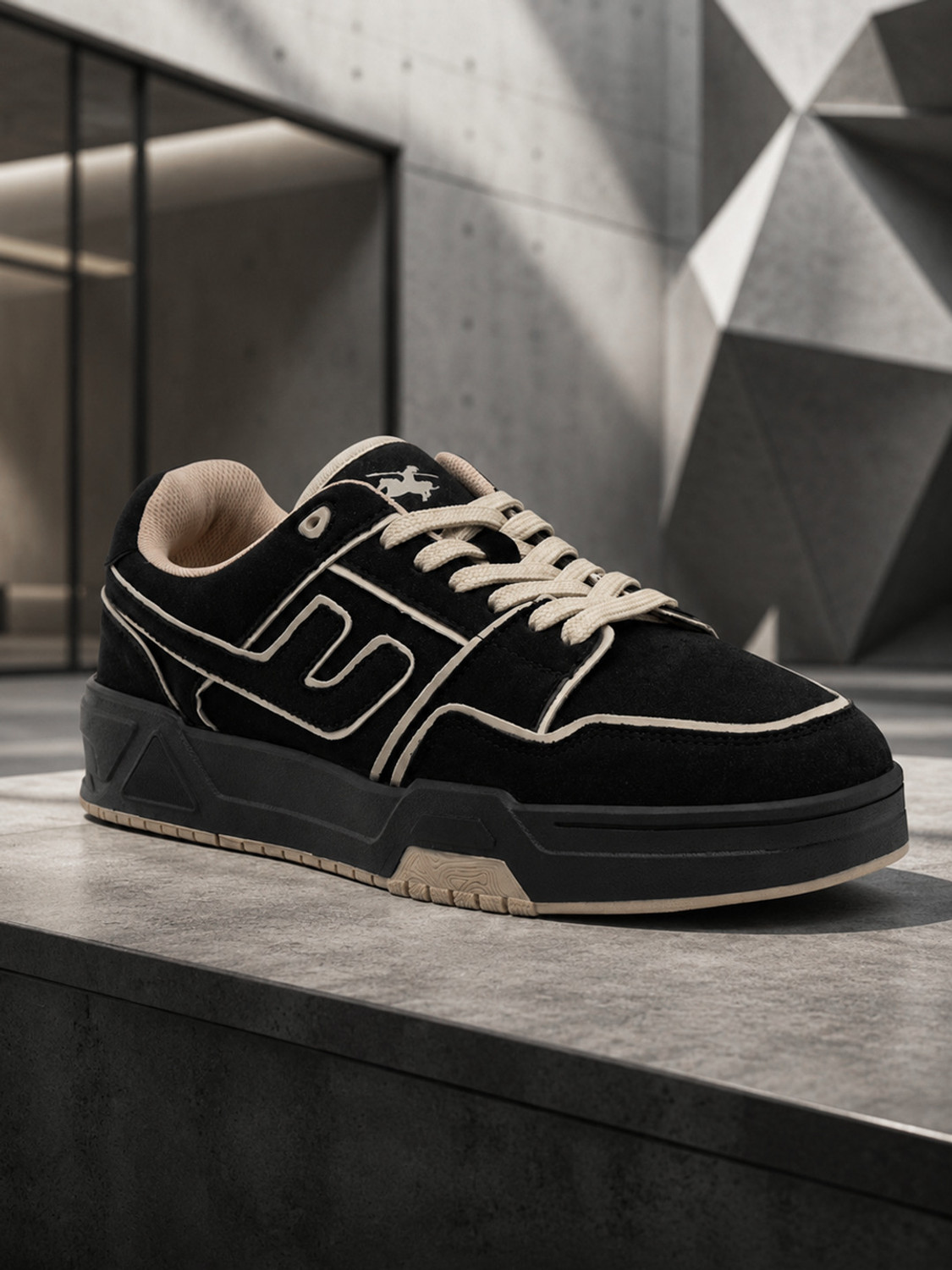 Image of CANTABIL Canatbil Men's Black Colourblock Casual Sneakers Sneakers For Men