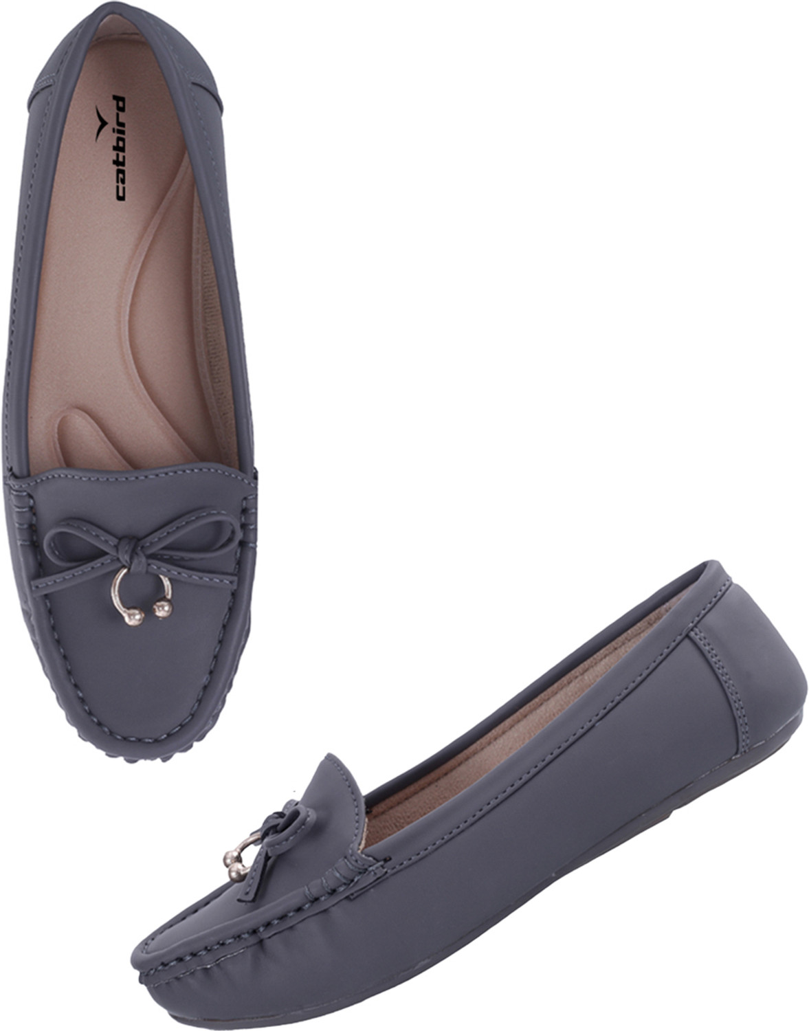Image of CATBIRD Casual Slip On Loafers with Bow Detail & Decorative Ring Loafers For Women