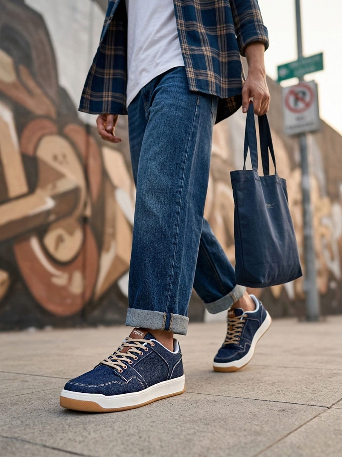 Image of HRX by Hrithik Roshan HX-328 01 Sneakers For Men (Blue, 8)