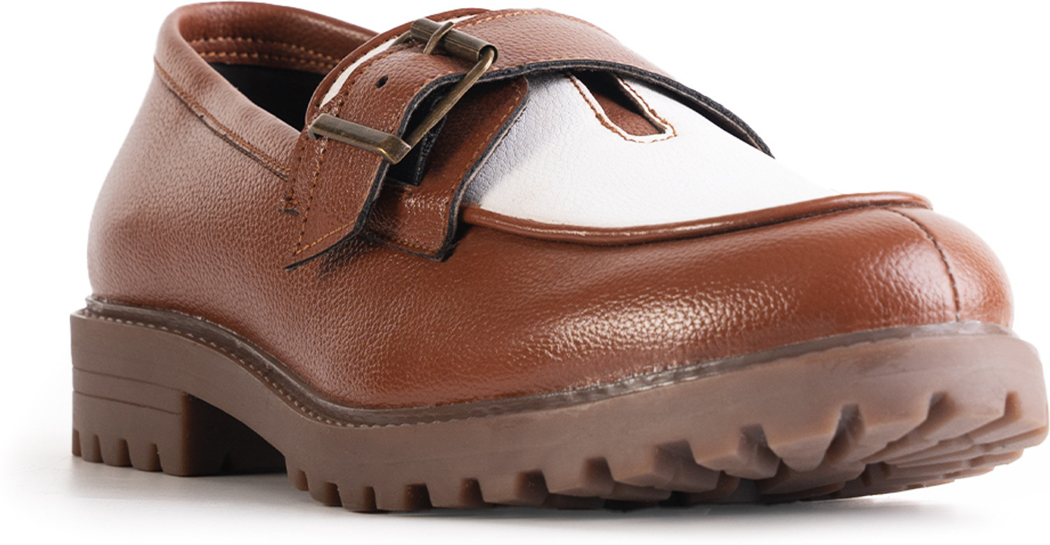 Image of MONKSTORY Monkstory Cosmopolitan Buckled Loafers - Tan /White Loafers For Men