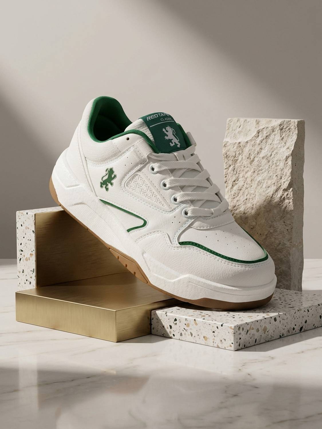 RED TAPE Men White & Green Chunky Sneakers - Image 3