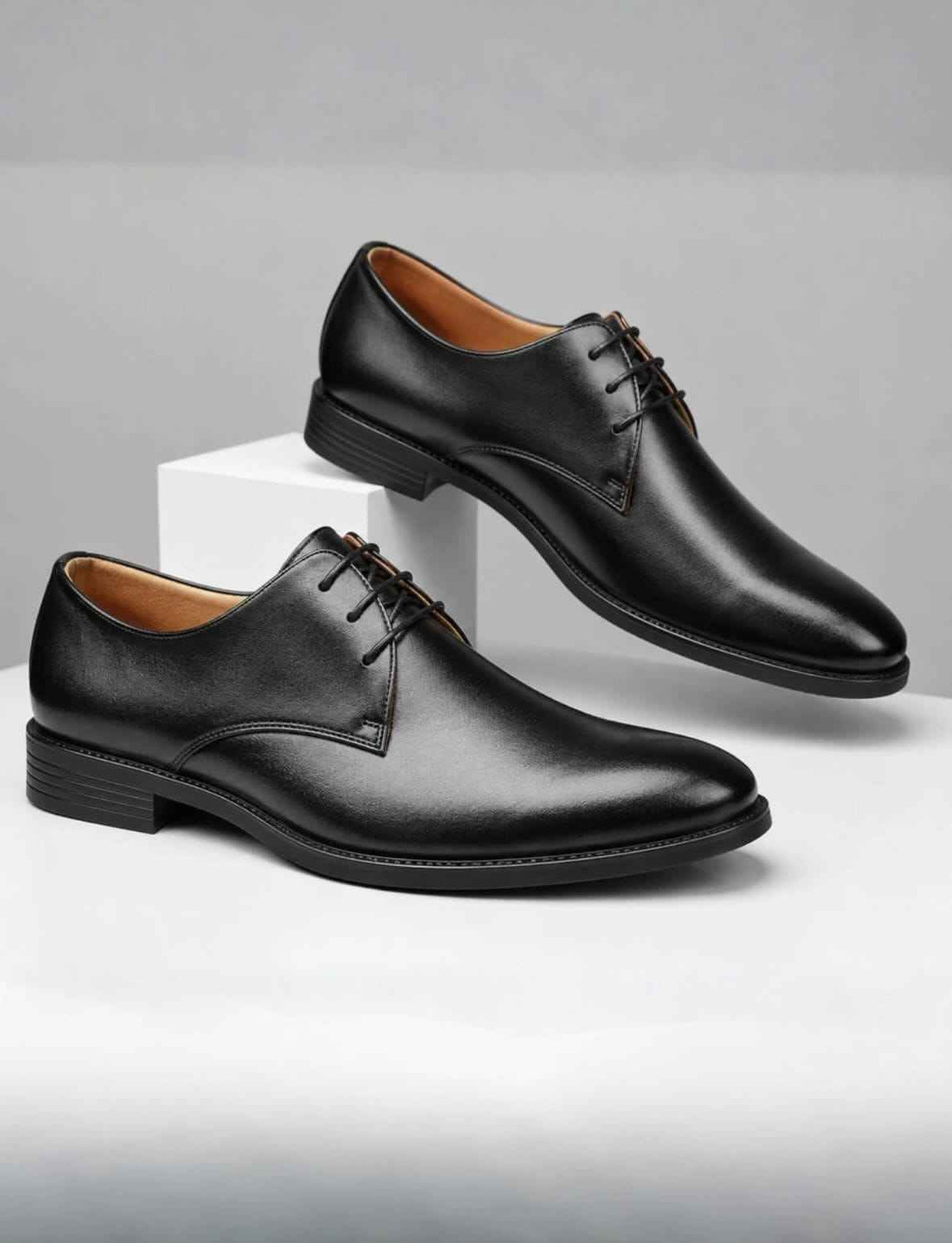 Image of CHANDKHAN BLACK FORMAL SHOES Derby For Men