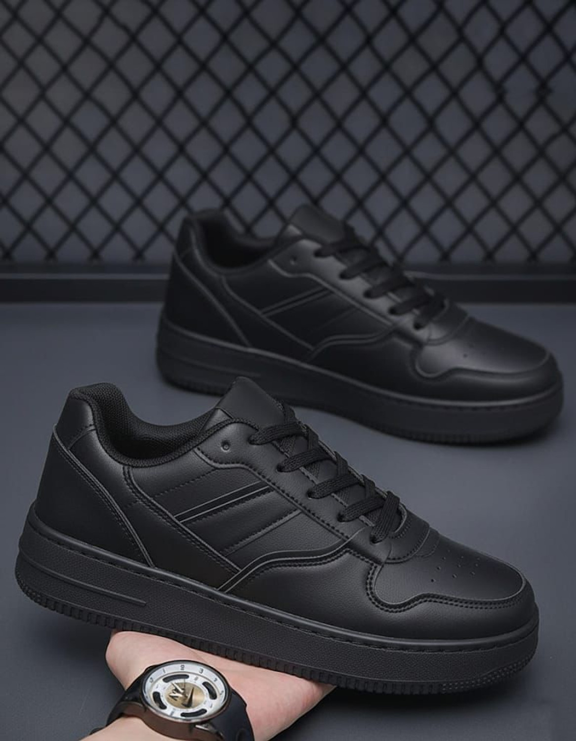 Image of TERRA TRADERS Trending Outdoor full black shoes for boys and men Sneakers For Men