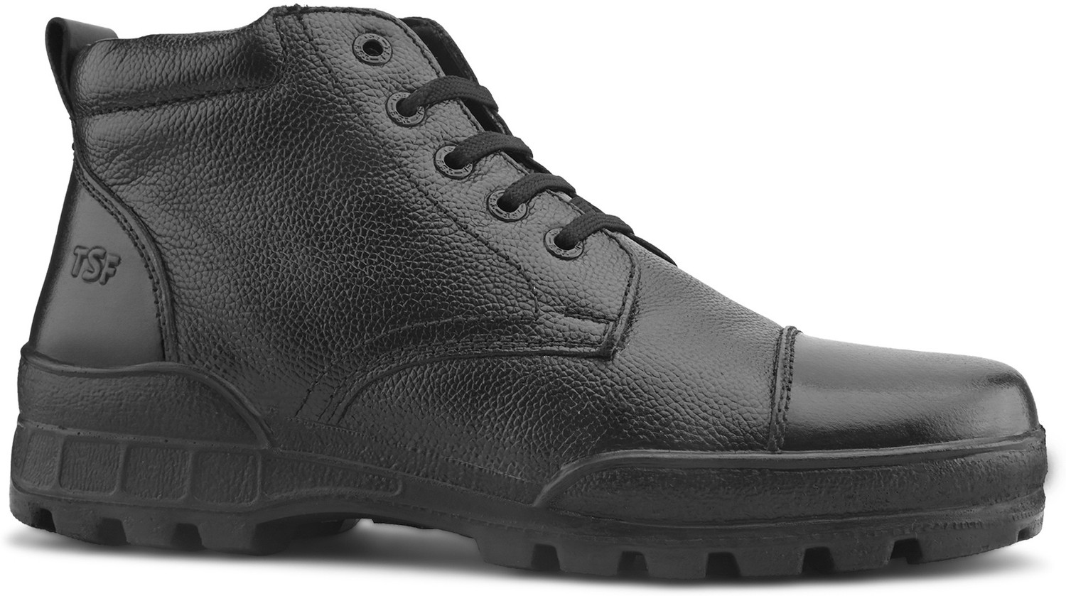 Image of TSF Black Leather Uniform Boot's With Zip Lace Up For Men