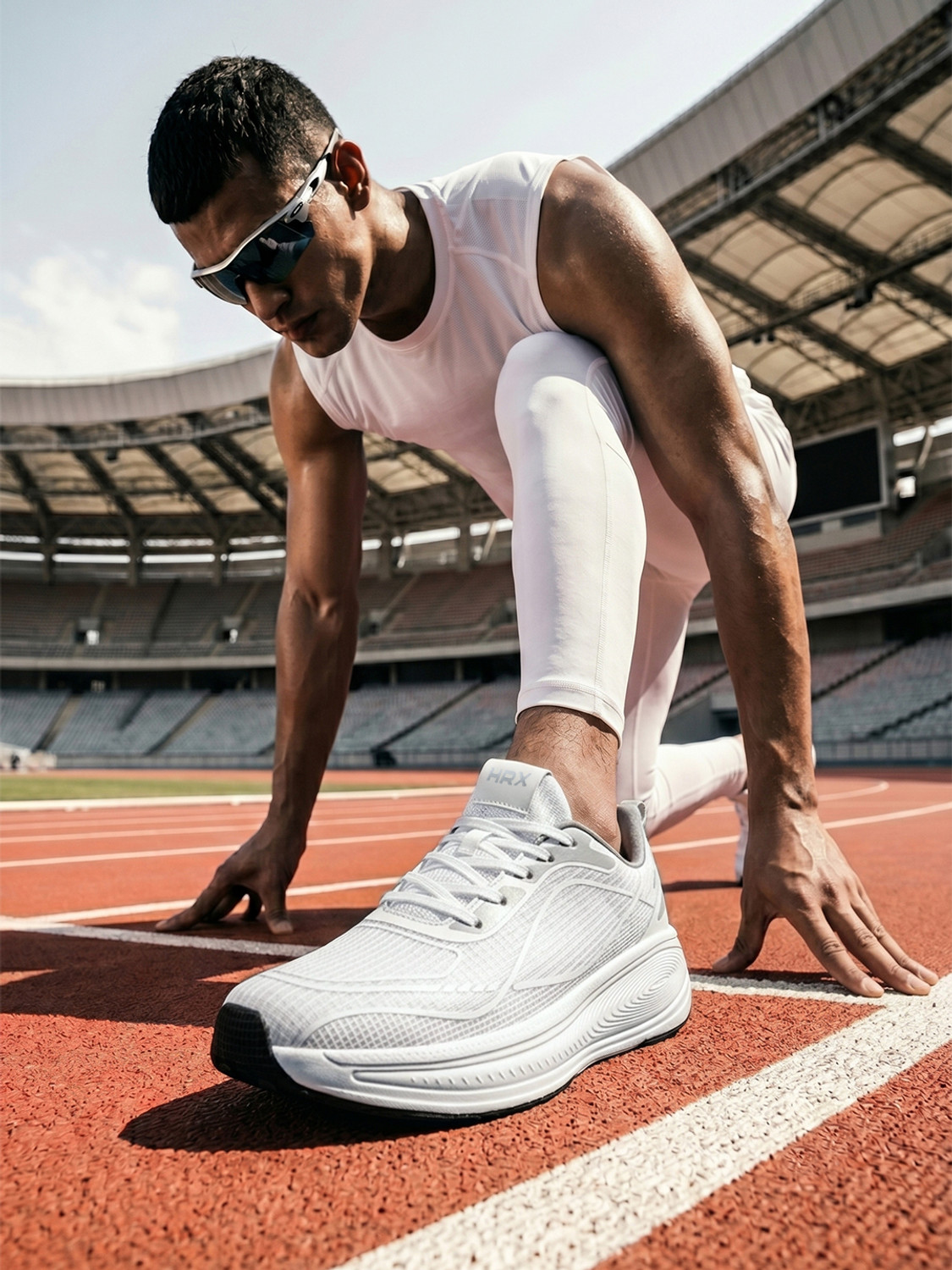 Image of HRX by Hrithik Roshan HX-420 03 Running Shoes For Men (Off White, Grey, 9)