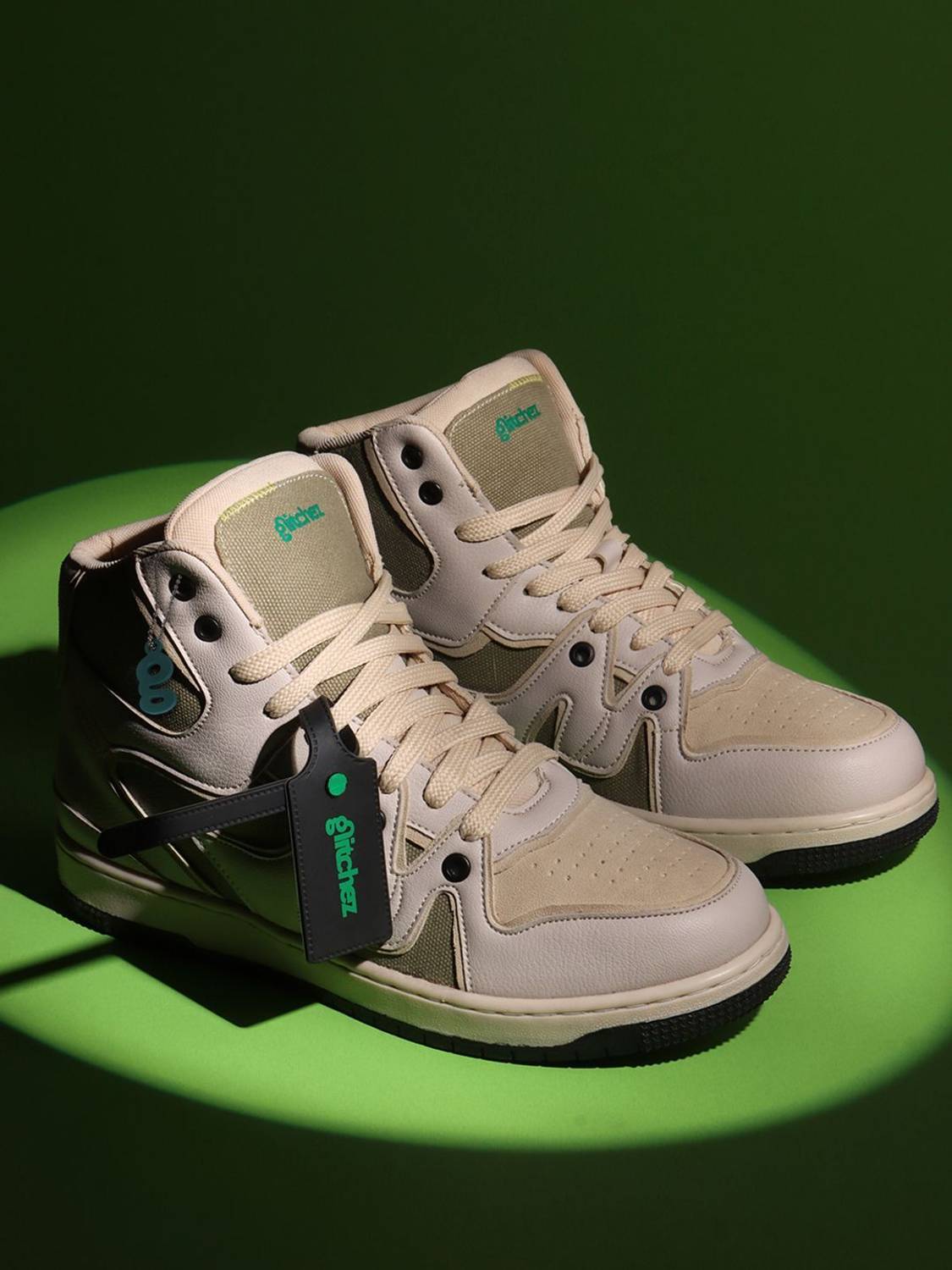 Glitchez Men's Beige Sneakers - Image 1