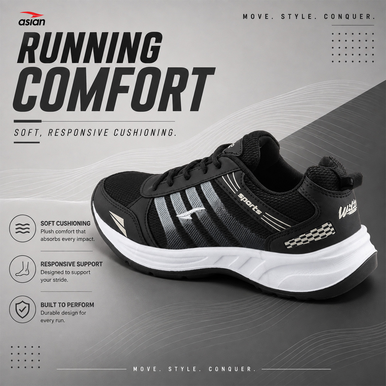 Image of asian Wonder-24 Men's Running Shoes with Cushioning Grip Comfort Running Shoes For Men Running Shoes For Men